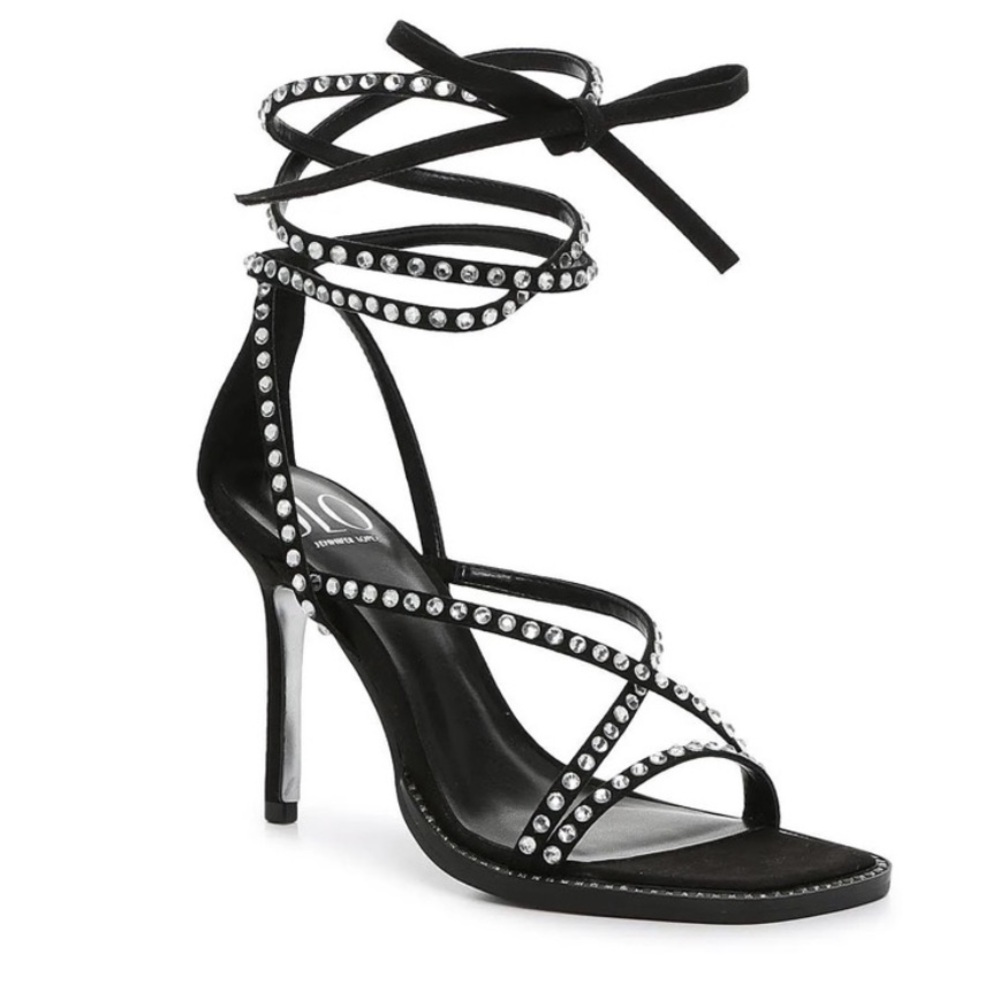 Jennifer Lopez Black Rhinestone Heels